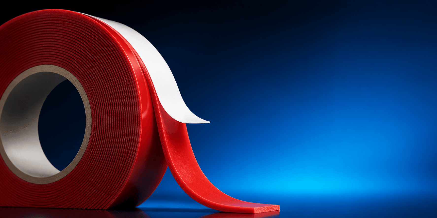 Roll of red automotive-grade double-sided foam adhesive tape